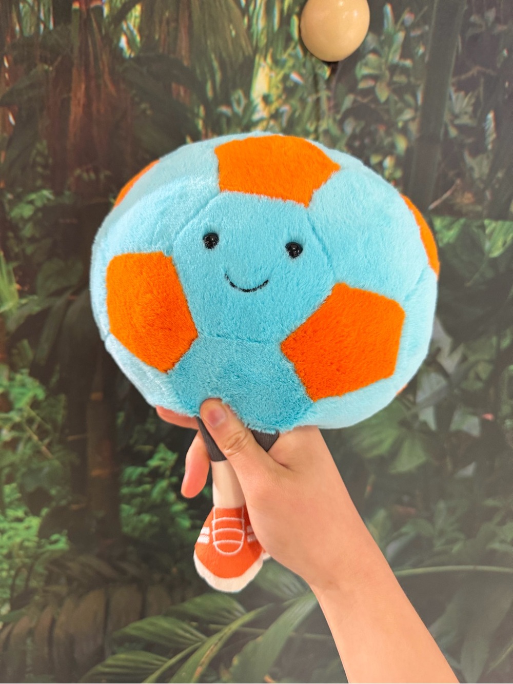 Jellycat Blue & Orange Plush Soccer Rattle